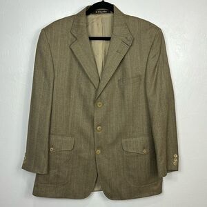 Daks Signature Wool Silk Blend Three Button Closure Blazer Size L